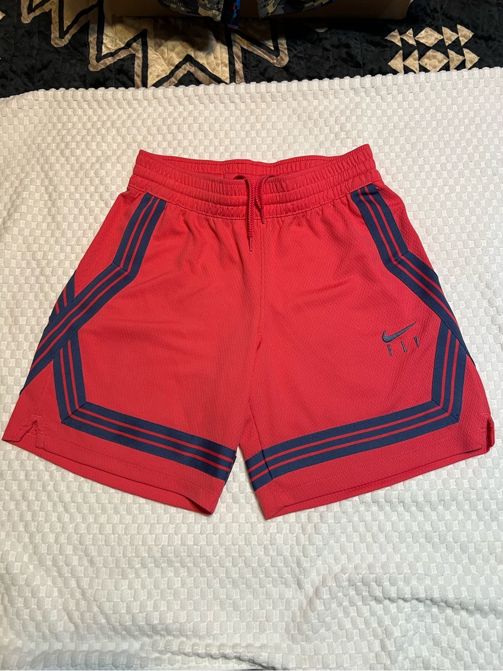 Nike Red Men's Athletic Shorts with Navy Trim